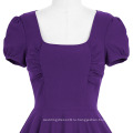 Некоторые из них имеют Белль с коротким рукавом Выдолбленные назад puff рукавом фиолетовый Ретро винтажные 50-х годов платье партии BP000184-5